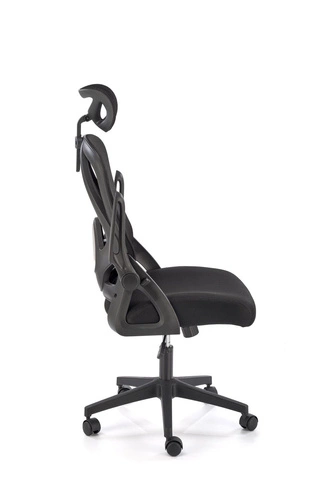 Fotel biurowy ergonomiczny Yiro czarny siatkowy obrotowy z zagłówkiem do biurka Intesi