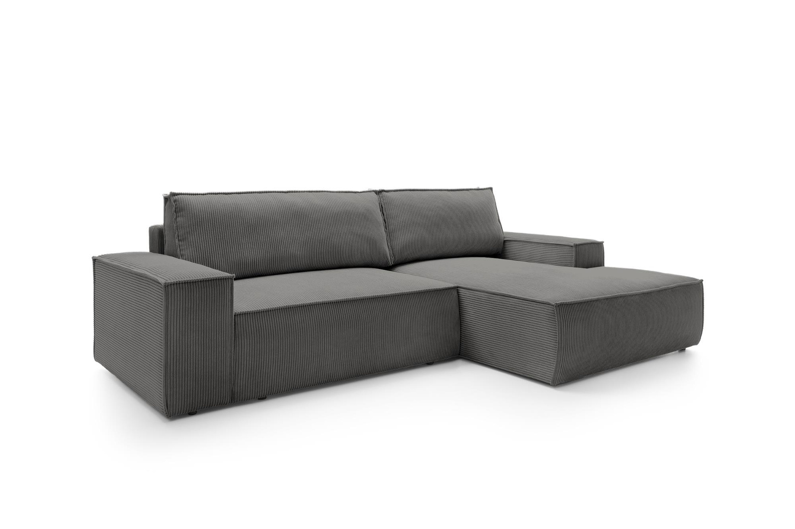 Narożnik z funkcją spania Molde M prawy sztruksowy szary z pojemnikiem do salonu Intesi