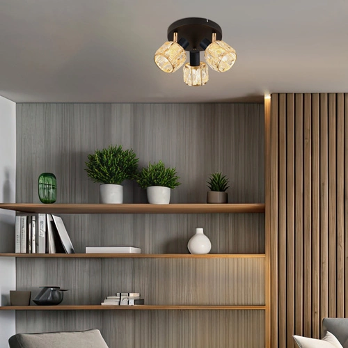 Plafon sufitowy Dubai czarny glamour okrągły 3-punktowy do salonu i sypialni 36 cm