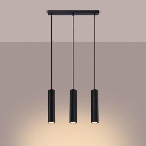 Lampa wisząca KARBON 3L czarna regulowana do salonu i jadalni nowoczesna aluminium
