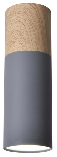 Nowoczesna lampa sufitowa Tuba szara z drewnem do salonu, kuchni, sypialni 20 cm CANDELLUX