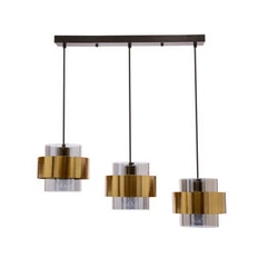 Lampa wisząca Spiega czarny+mosiężny  3x60W E27 klosz dymiony