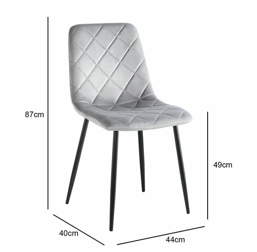 Krzesło tapicerowane welur Solito szare Intesi do jadalni nowoczesne z czarnymi nogami