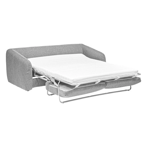 Sofa rozkładana z funkcją spania Guppy 3 osobowa szara jasna aksamitna do salonu skandynawska Atmosphera