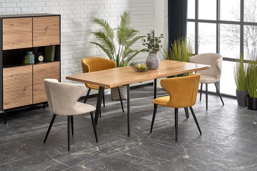 Stół rozkładany do jadalni Sonik 2 dąb naturalny czarne nogi nowoczesny 150–210 cm Intesi