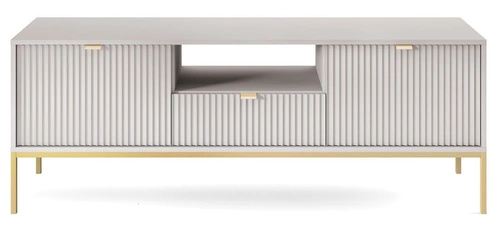 Zestaw mebli do salonu szary/złoty Delicious ryflowane fronty