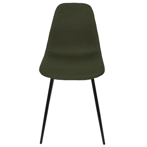 Krzesło tapicerowane Pori zielone khaki Intesi do jadalni nowoczesne na czarnych metalowych nogach