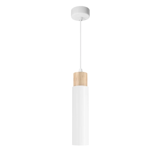 Lampa wisząca Claro biały 1x15W GU10  klosz biały+drewniany