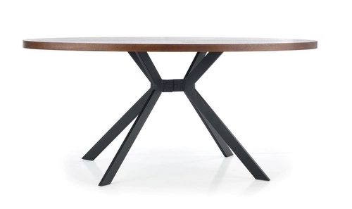 Stół okrągły do jadalni Locco orzechowy nowoczesny na czarnych nogach 170x90 cm Intesi