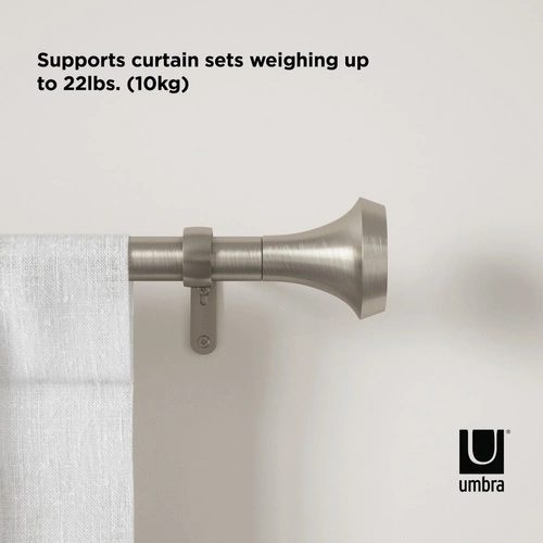 Karnisz pojedynczy Ella Umbra srebrny metalowy regulowany do salonu i sypialni 183-366 cm