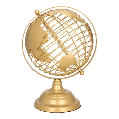 Intesi Globus dekoracyjny metalowy złoty 28 cm glamour ozdobny do salonu lub biura