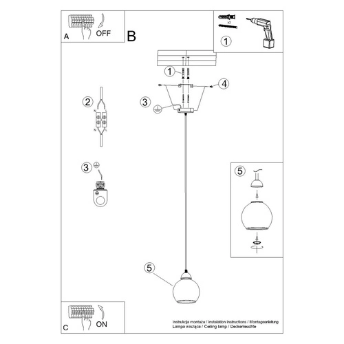 Lampa wisząca ALINO 1 czarna nowoczesna szklana regulowana do salonu i jadalni