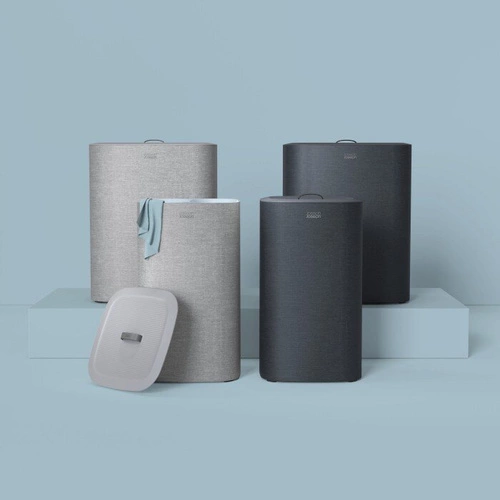 Joseph Joseph Tota nowoczesny kosz na pranie 60l dwukomorowy z pokrywą do łazienki czarny