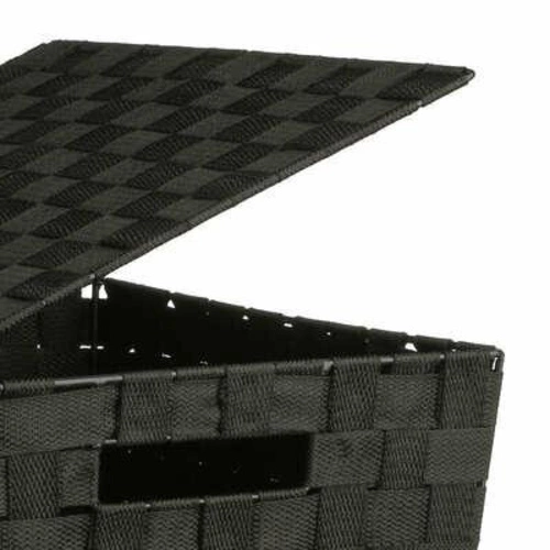 Kosz na pranie 30L Lisa czarny nowoczesny metalowy z uchwytami do łazienki 5five