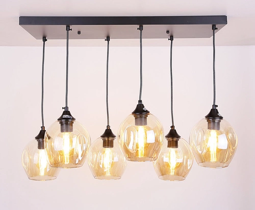 Lampa wisząca Aspa nowoczesna szklana 6-punktowa do salonu i jadalni regulowana