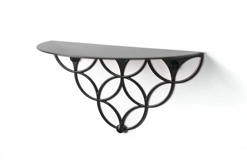 Nowoczesna półka ścienna Holo POLYHEDRA czarna metalowa do salonu na książki