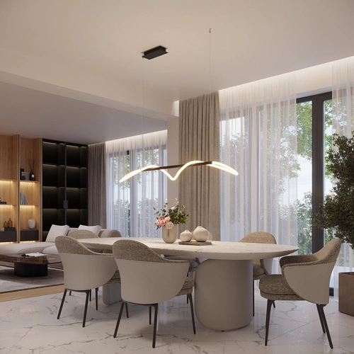 Lampa wisząca GALAKSE 148 czarna LED regulowana do salonu nowoczesna nad stół