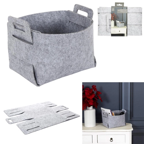 Intesi składany kosz filcowy do przechowywania małych przedmiotów szary S nowoczesny