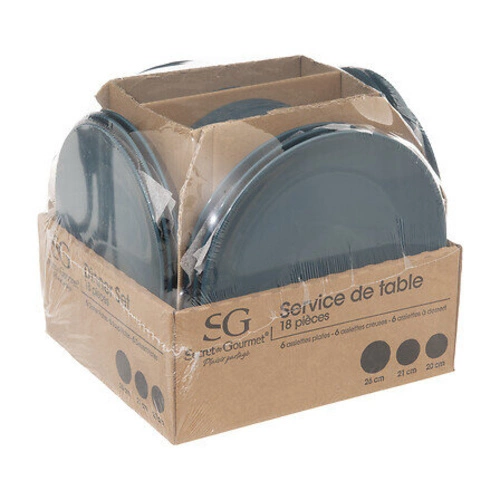 Zestaw obiadowy Colorama 18-elementowy gresowy niebieski do jadalni do zmywarki i mikrofalówki