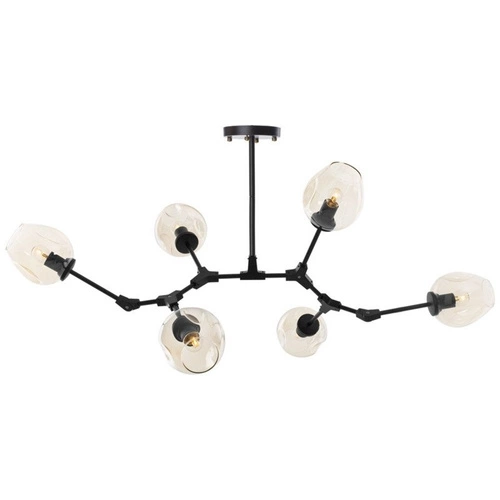 Lampa wisząca MODERN ORCHID 6-punktowa szklana bursztynowa do salonu 130 cm