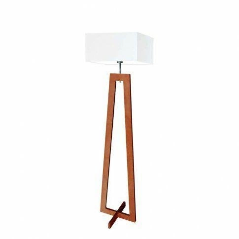 Lampa podłogowa JAWA nowoczesna drewniana z abażurem jasny szary do salonu Lysne 138 cm