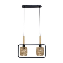 Lampa wisząca Crown czarny 2x40W E27  abażur beżowy