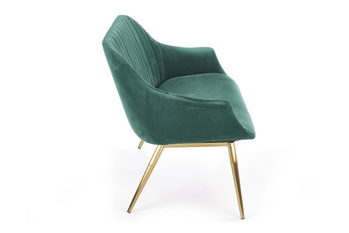Sofa dwuosobowa welurowa Dasco zielona nowoczesna na złotych nogach do salonu Intesi