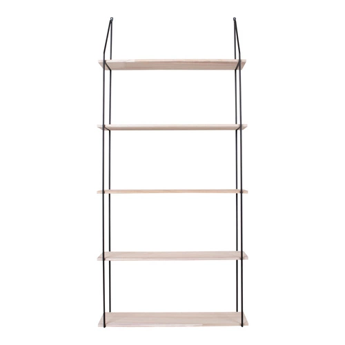 Półka na książki Eindhoven 5 półek drewniana wisząca industrialna do salonu Intesi 65 cm