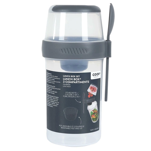 Lunchbox Intesi niebieski z 3 przegródkami do szkoły lub pracy, pojemnik na lunch nowoczesny 1,04 l