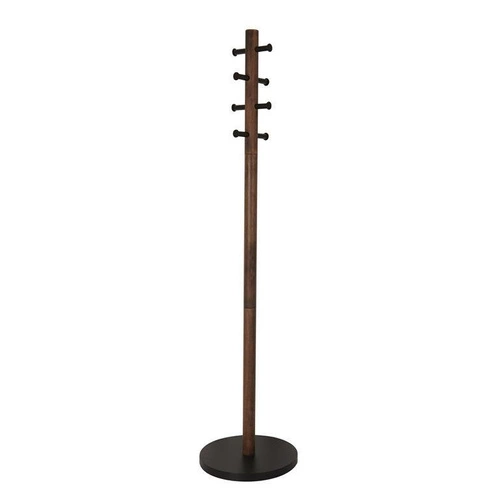 Wieszak stojący do przedpokoju Pillar Umbra nowoczesny czarny orzech metalowo-drewniany 168 cm