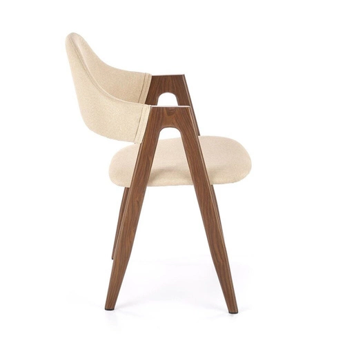 Krzesło tapicerowane Island beżowe z podłokietnikami do jadalni nowoczesne skandynawskie Intesi