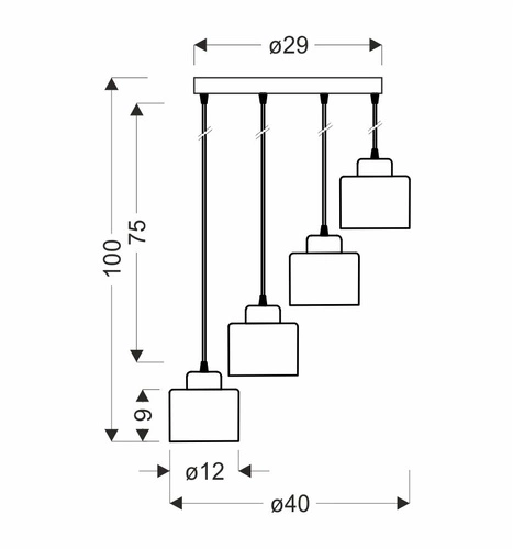Lampa wisząca Wama czarna metalowa 4-punktowa regulowana do salonu i nad stół