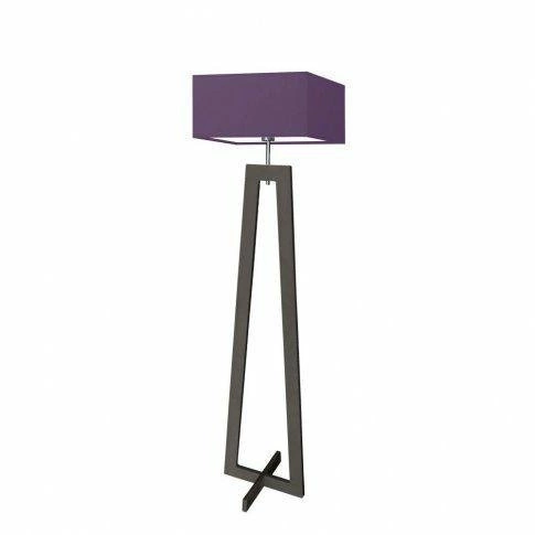 Lampa stojąca do salonu Jawa fioletowa z abażurem nowoczesna drewniana Lysne 138 cm