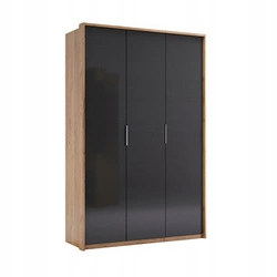 Szafa Lana 3-drzwiowa nowoczesna dąb szary z półkami i drążkiem do sypialni