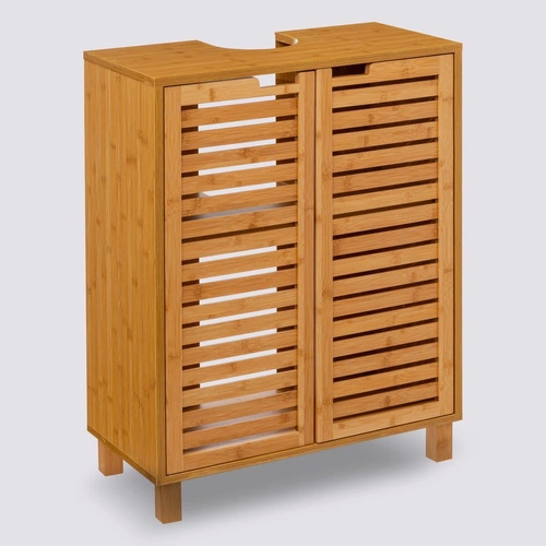 Szafka łazienkowa stojąca pod umywalkę Sicela z drewna bambusowego naturalna boho 60 cm 5five