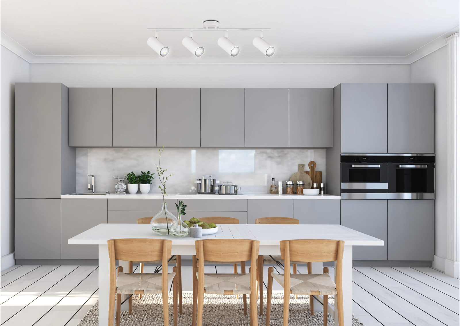 Lampa sufitowa Colly biała 4-punktowa regulowana do salonu i kuchni nowoczesna metalowa