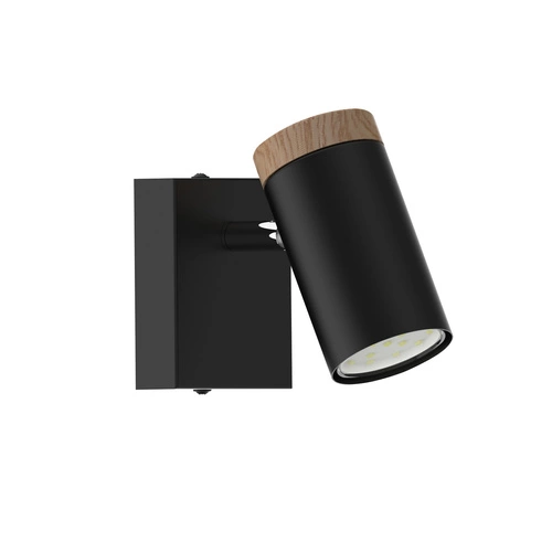 Kinkiet Lagos lampa czarny 1x15 GU10  klosz czarny+drewniany