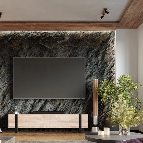 Plafon sufitowy ZUCA 2 czarny nowoczesny metalowy z drewnem do salonu SOLLUX LIGHTING