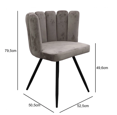 Krzesło do jadalni Paum VIC Intesi tapicerowane welur szare glamour z podłokietnikami