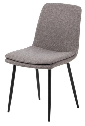 Krzesło tapicerowane Becca szare do jadalni i kuchni nowoczesne na czarnych metalowych nogach
