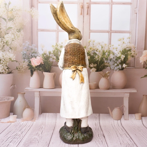 Intesi figurka wielkanocna zając wysoki z koszem żółty 80cm dekoracja do salonu lub jadalni