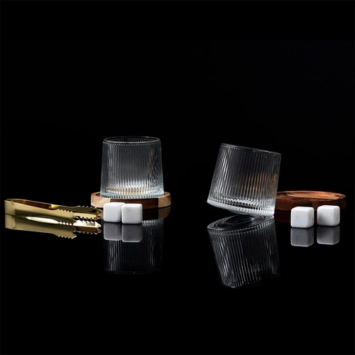 Zestaw 2 szklanek do whisky Intesi z podkładkami z drewna akacjowego 7,3 cm