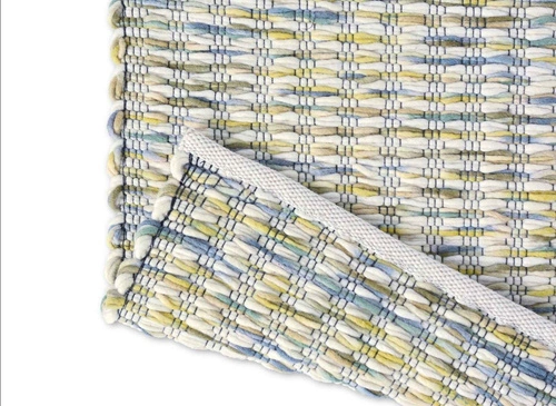 Dywan Grain wełniany nowoczesny do salonu 140x200 żółto-niebieski łatwe czyszczenie