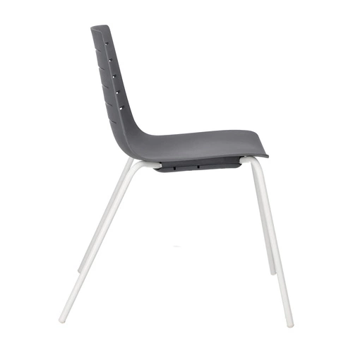 Krzesło Skin Resol nowoczesne szare do jadalni i kuchni sztaplowane z podłokietnikami