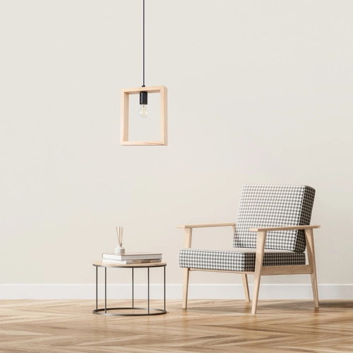 Lampa wisząca ARIES skandynawska drewniana regulowana do salonu i jadalni 24 cm