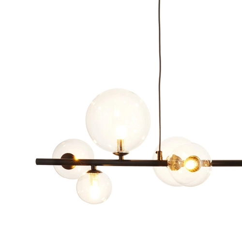 Lampa wisząca ORION LONG-90 czarna LED z kulami szklanymi do salonu nad stół 90cm