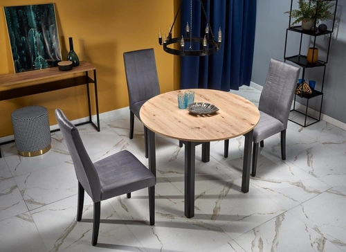 Stół okrągły rozkładany do jadalni Nigo Intesi dąb artisan czarne nogi 102-142 cm nowoczesny