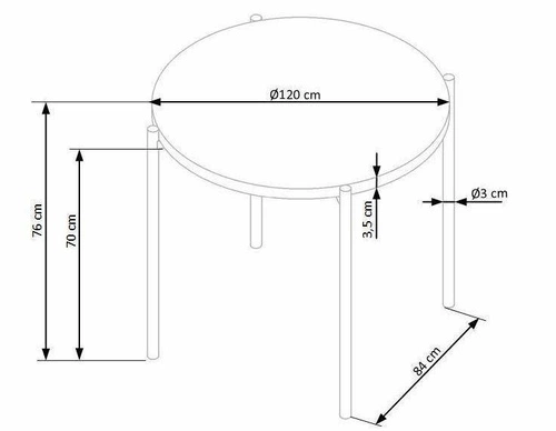 Stół okrągły loftowy Moris 120 cm do jadalni dąb złoty z czarnymi nogami Intesi