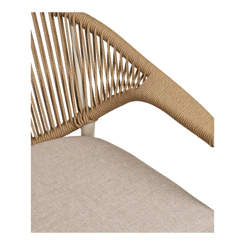 Krzesło Abela boho do jadalni i na taras z poduszką piaskowe