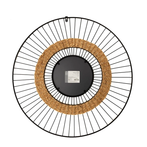 Lustro okrągłe Miremba wiszące do przedpokoju i salonu w czarnej ramie boho 60 cm
